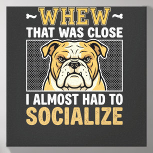 Funny Bulldog Socialize Dog Canvas Photo Tile