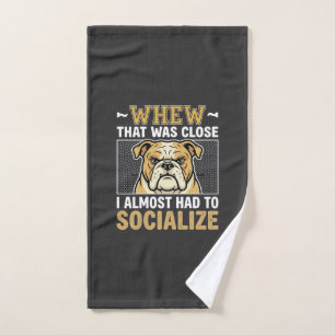 Funny Bulldog Socialize Dog Hand Towel