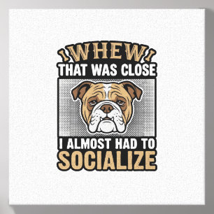 Funny Bulldog Socialize Vintage Vector Shirt Desig Canvas Photo Tile
