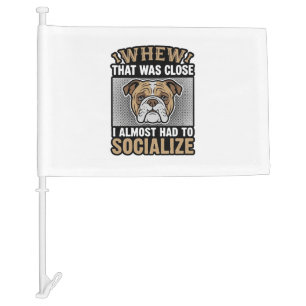 Funny Bulldog Socialize Vintage Vector Shirt Desig Car Flag
