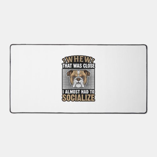 Funny Bulldog Socialize Vintage Vector Shirt Desig Desk Mat
