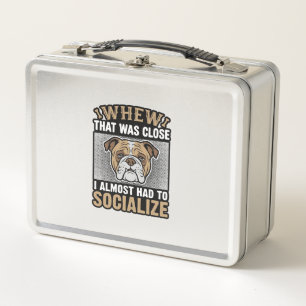 Funny Bulldog Socialize Vintage Vector Shirt Desig Metal Lunch Box