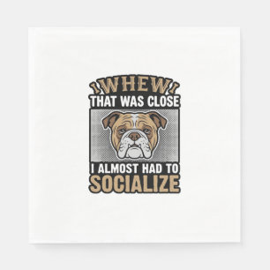 Funny Bulldog Socialize Vintage Vector Shirt Desig Napkins
