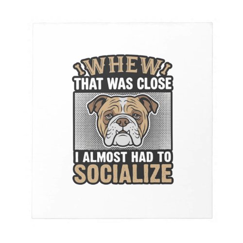 Funny Bulldog Socialize Vintage Vector Shirt Desig Notepad
