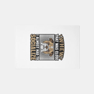 Funny Bulldog Socialize Vintage Vector Shirt Desig Rug