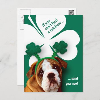 Funny Bulldog St. Patrick's Day Custom Postcard by artofmairin at Zazzle