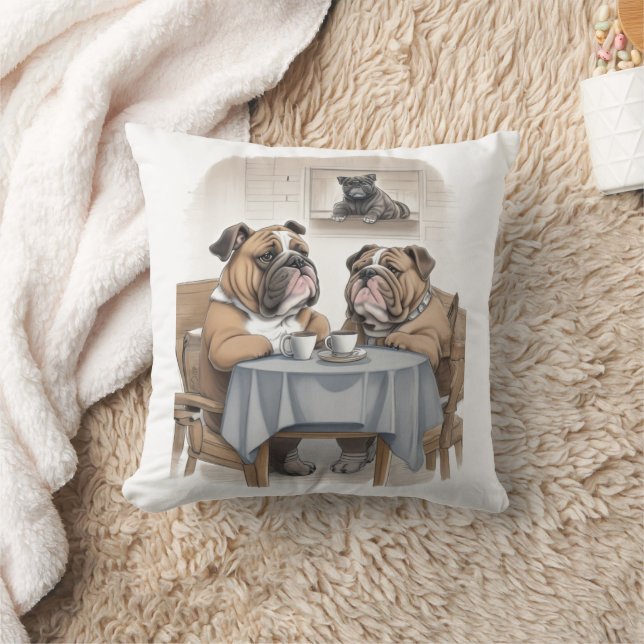 Funny Bulldog Throw Pillow (Blanket)