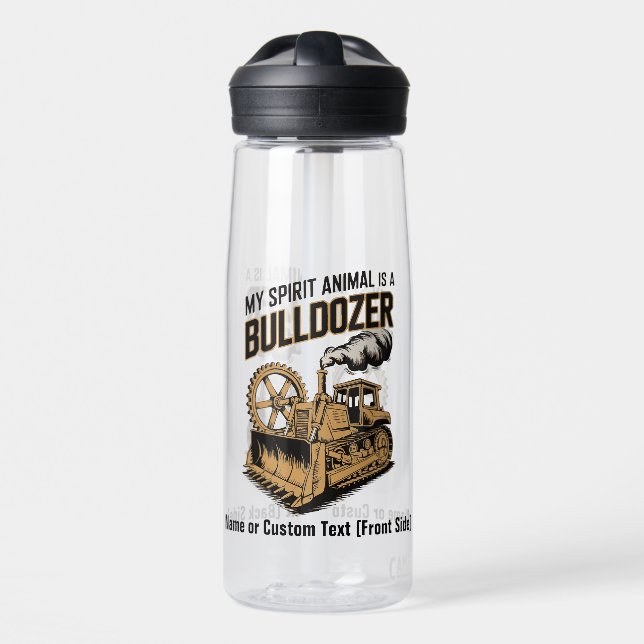 Funny Bulldozer Minimalist Retro Spirit Animal  Water Bottle (Front)