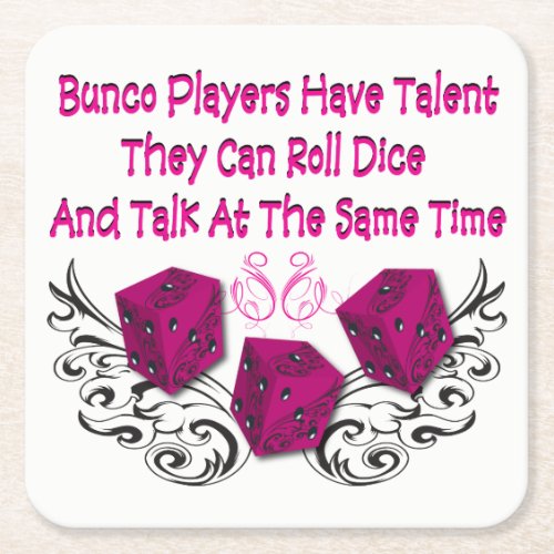 Funny Bunco _ Can Roll Dice Square Paper Coaster
