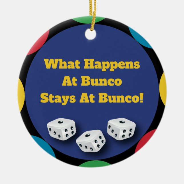 Funny Bunco Dice Game Holiday Gift Ceramic Ornament (Front)