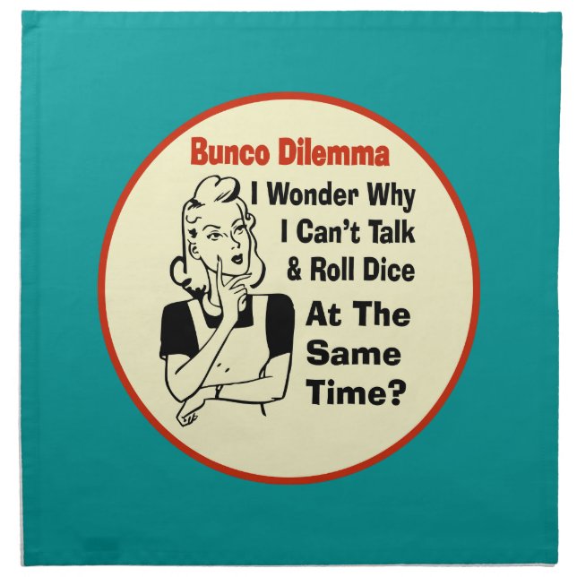 Funny Bunco Dilemma With Retro Woman Napkin (Front)