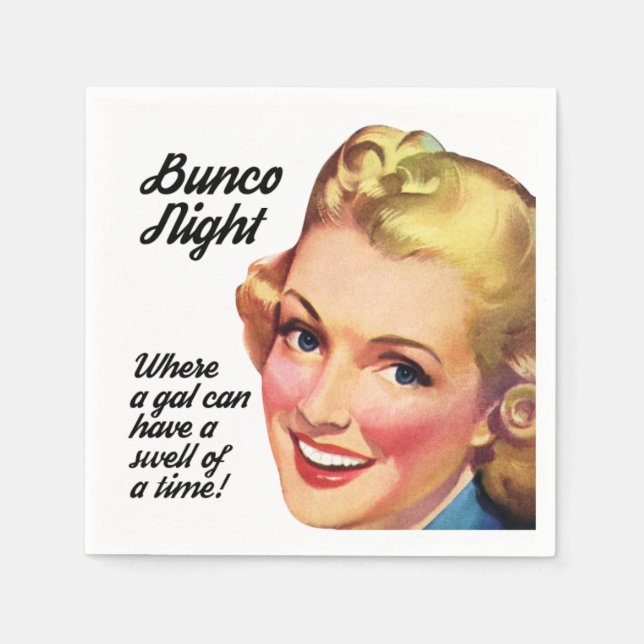 Funny Bunco Night Retro Vintage Women Swell Napkins (Front)