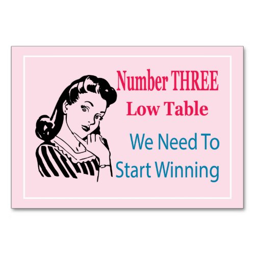 Funny Bunco Number Three Low Table Card