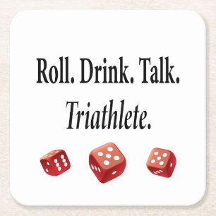 Funny Bunco Player Dice Square Paper Coaster