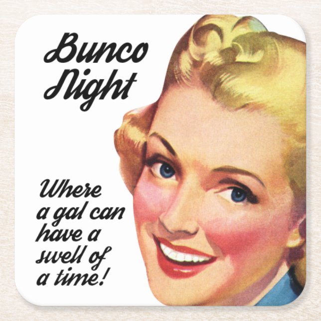 Funny Bunco Player Swell Of A Time Square Paper Coaster (Front)