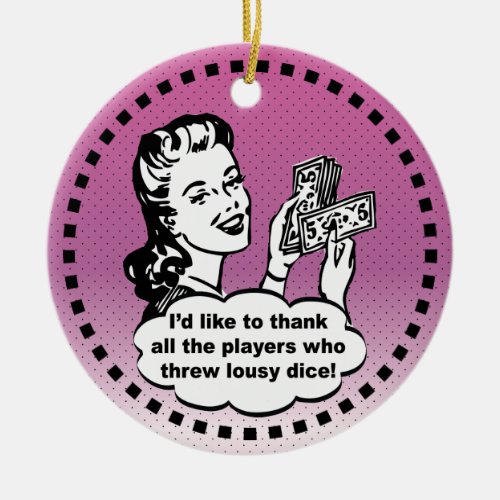 Funny Bunco Player Winner Pink Vintage Ceramic Ornament