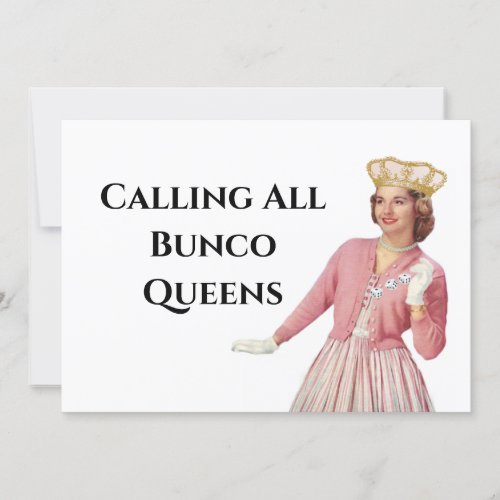 Funny Bunco Queen Party Night Invitation