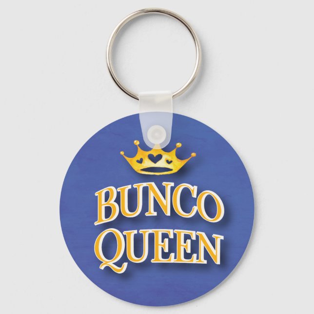Funny Bunco Queen Watercolor Crown Keychain (Front)