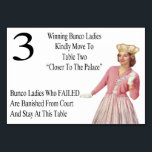 Funny Bunco Table Cards Queen #3<br><div class="desc">Vintage and retro graphic style Bunco table card features a royal Bunco queen complete with crown, pearls and Bunco dice. Bunco table cards are a great way to help Bunco players transition from table to table. Winning Bunco Ladies Kindly Stay At The Head Table And Sit At A Different Throne....</div>