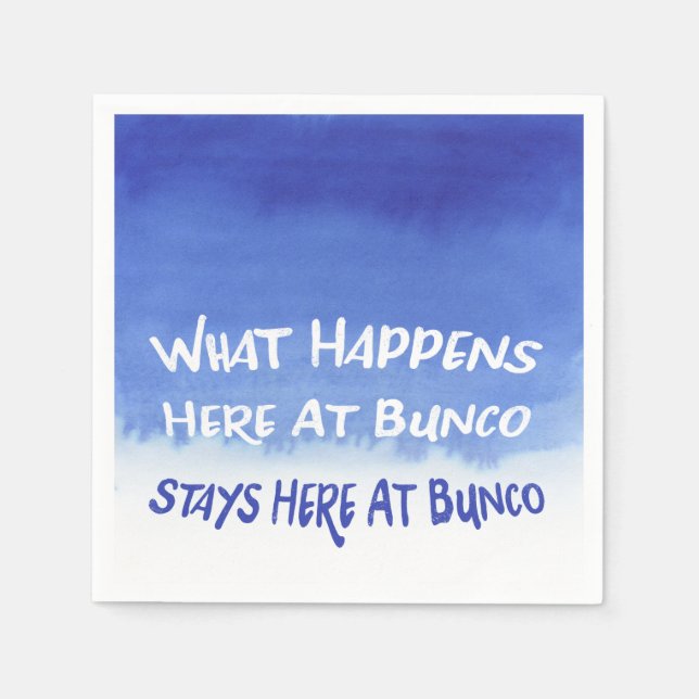 Funny Bunco What Happens Here Blue Ombre Napkins (Front)