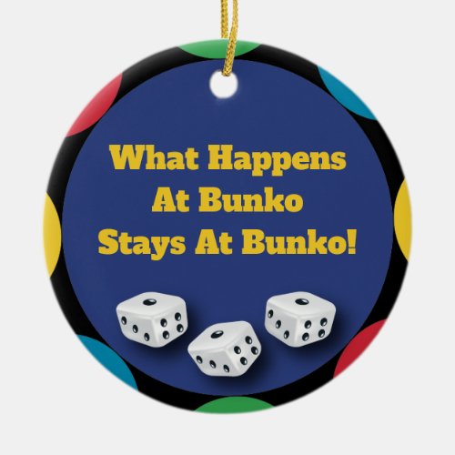 Funny Bunko Dice Game Holiday Gift Ceramic Ornament