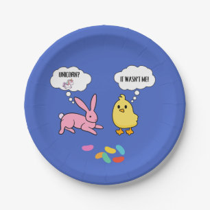 Funny Bunny and Chick Shirt For Easter Paper Plates