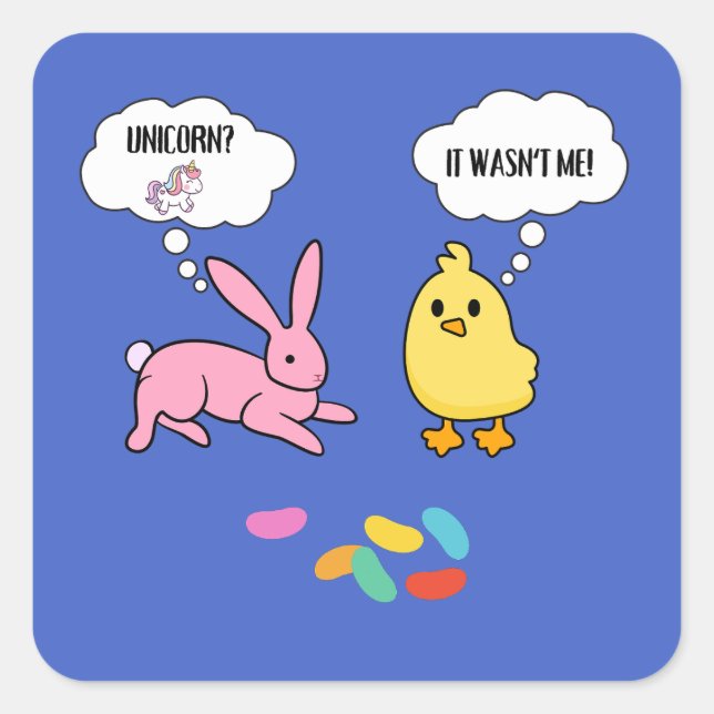 Funny Bunny and Chick Shirt For Easter Square Sticker (Front)