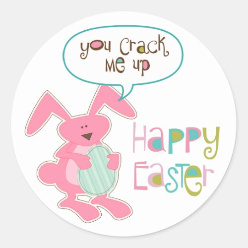 Funny Bunny and Egg Easter Classic Round Sticker