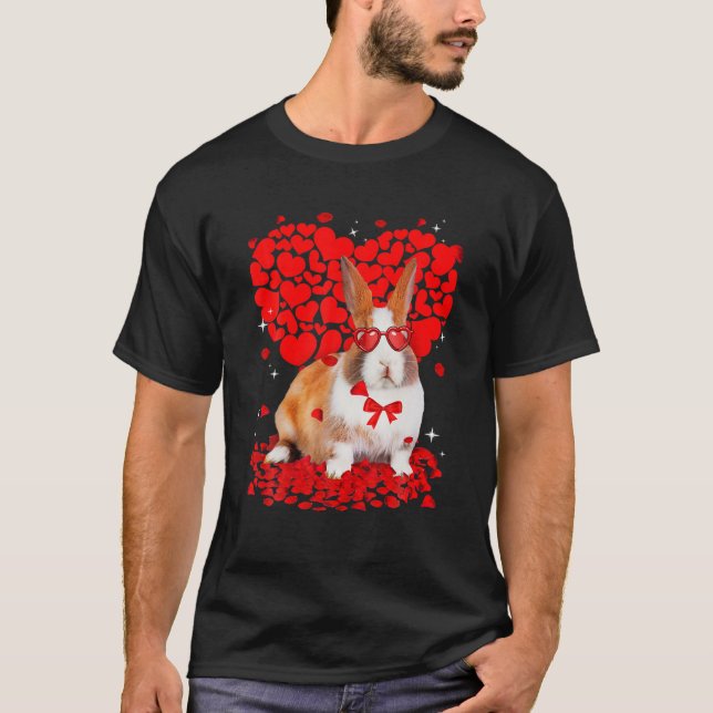 Funny Bunny Animals Valentine Heart Animals Lover T-Shirt (Front)