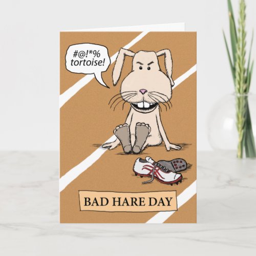 Funny Bunny Bad Hare Day Card