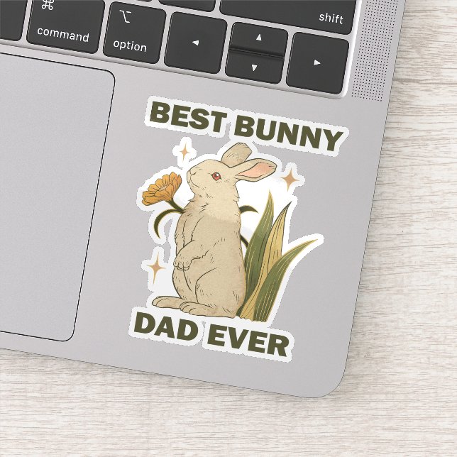 Funny Bunny, Best Bunny Dad Ever, Bunny Lover Sticker (Detail)