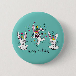 Funny Bunny Birthday Kids Button