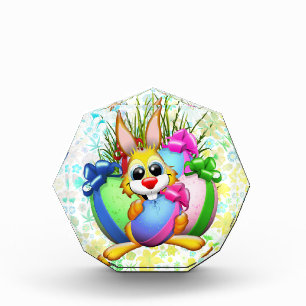 Funny Bunny biting an Easter Egg Acrylic Award