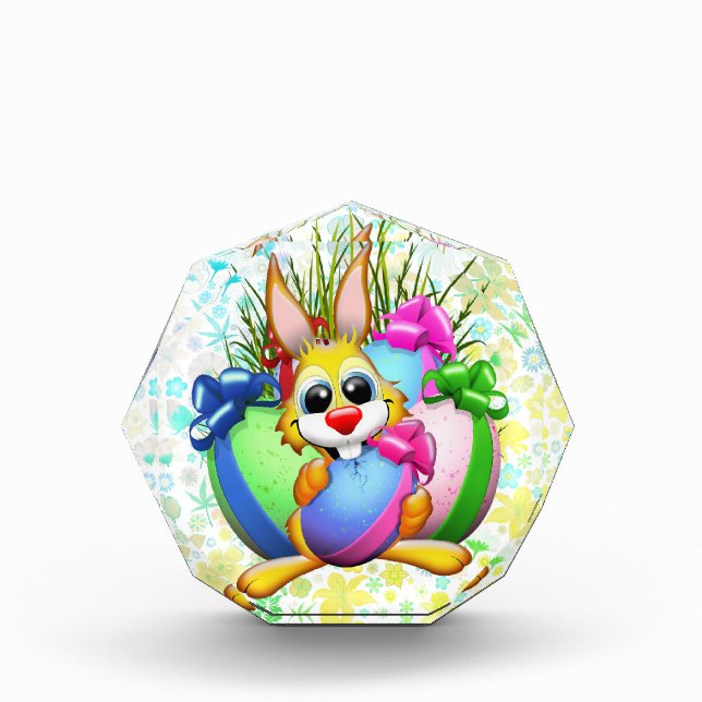 Funny Bunny biting an Easter Egg Acrylic Award (Front)