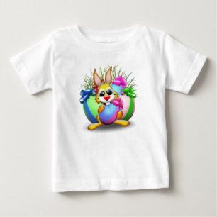 Funny Bunny biting an Easter Egg Baby T-Shirt