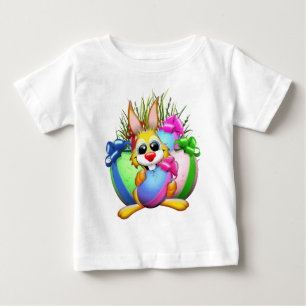 Funny Bunny biting an Easter Egg Baby T-Shirt