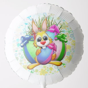 Funny Bunny biting an Easter Egg Balloon