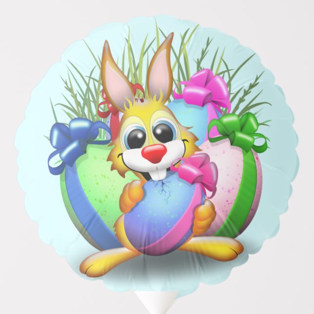 Funny Bunny biting an Easter Egg Balloon (Front)