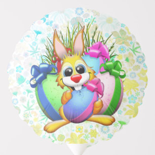 Funny Bunny biting an Easter Egg Balloon