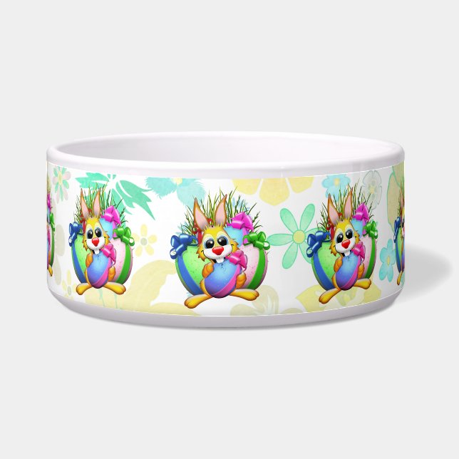 Funny Bunny biting an Easter Egg Bowl (Front)