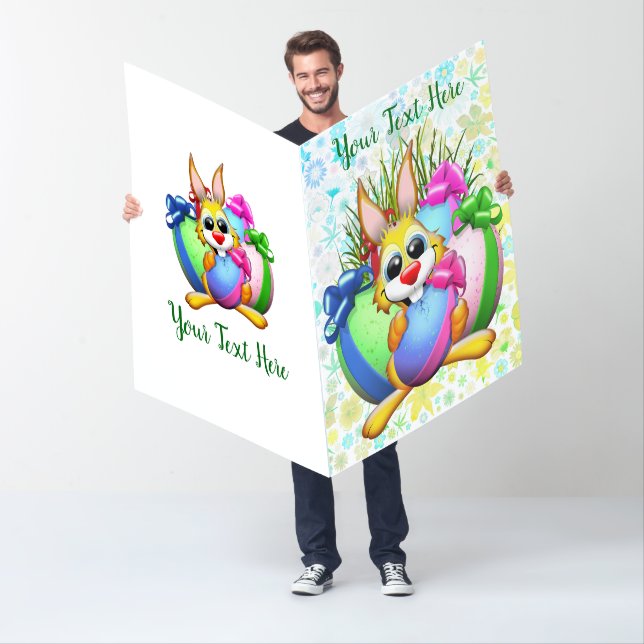 Funny Bunny biting an Easter Egg Card (In Situ)