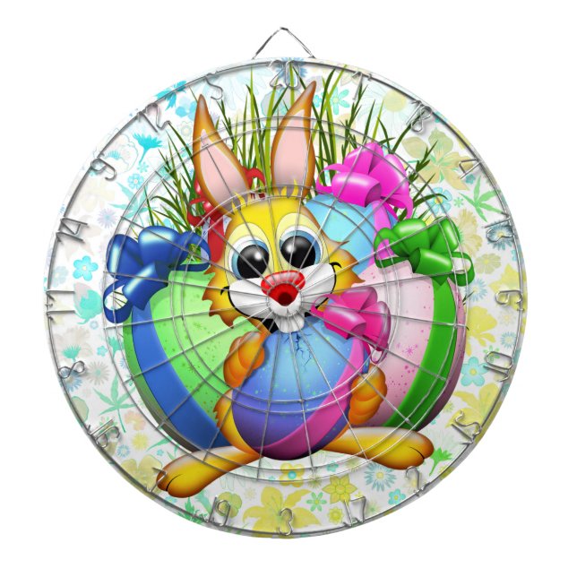 Funny Bunny biting an Easter Egg Dart Board (Front)