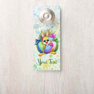 Funny Bunny biting an Easter Egg Door Hanger