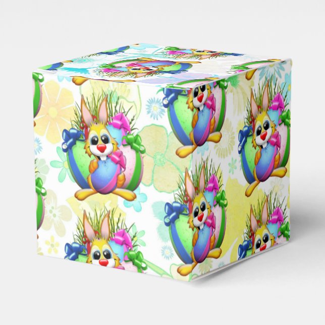 Funny Bunny biting an Easter Egg Favor Boxes (Front Side)