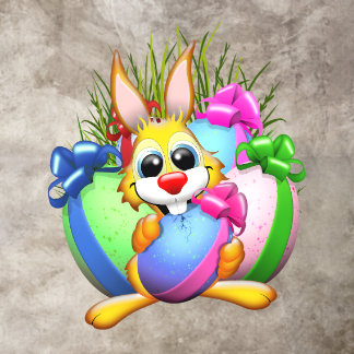 Funny Bunny biting an Easter Egg Floor Decals