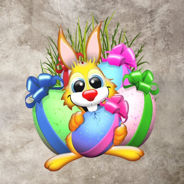 Funny Bunny biting an Easter Egg Floor Decals (Insitu)