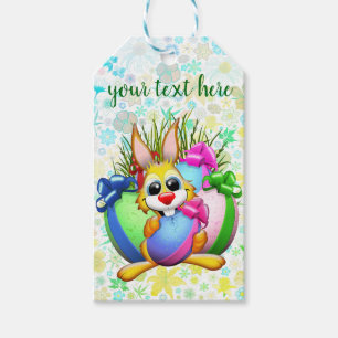 Funny Bunny biting an Easter Egg Gift Tags