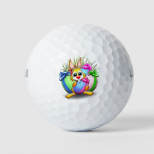 Funny Bunny biting an Easter Egg Golf Balls