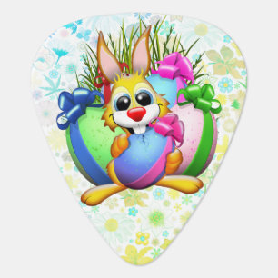 Funny Bunny biting an Easter Egg Guitar Pick