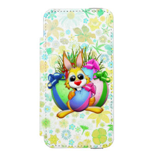 Funny Bunny biting an Easter Egg iPhone SE/5/5s Wallet Case